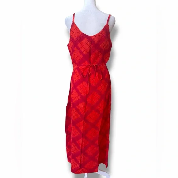VTG Matty Nique Red Tartan Plaid Maxi Slip Dress NWT 90s Y2K DeadStock XL 8/10 - Picture 4 of 16